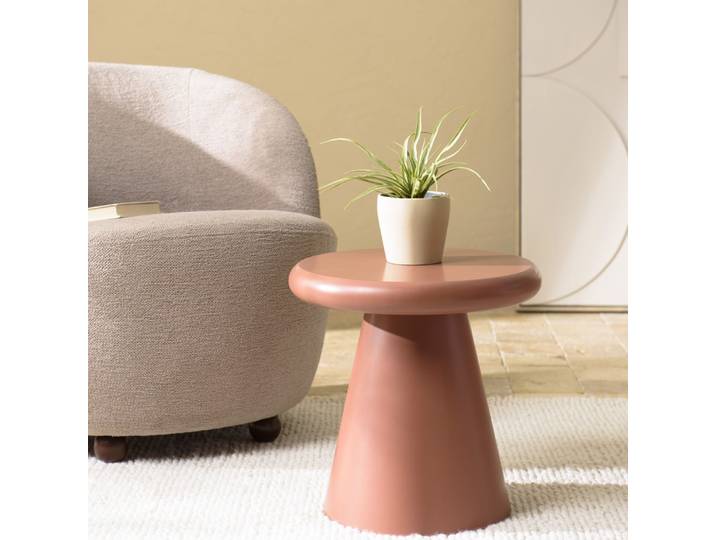Agathe - Table D'Appoint Ronde En Bois Peint Terracotta D40cm