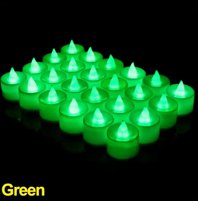 Uplift Curations LED Flameless Candles Colorful Battery Operated Tealight Set For Parties & Home Decor green 3pcs