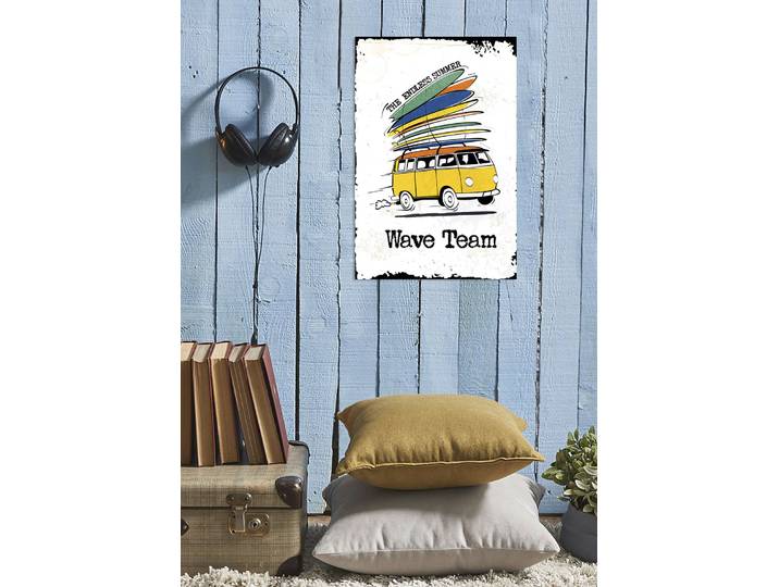 Metallbild QUEENCE Wave Team , beige (farbe bild(er): beige), B:20cm H:30cm, Metall, Stahl, Bilder, Metallbild, Stahlschilder