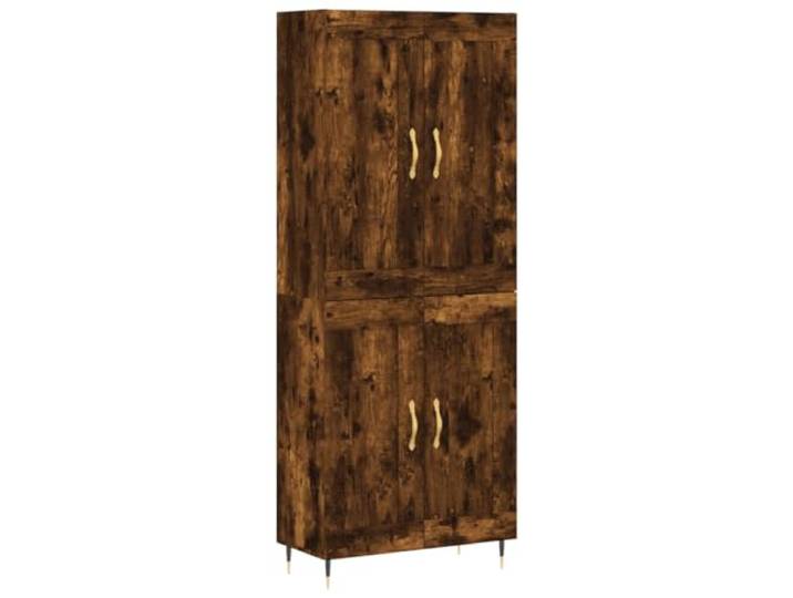 KKgypkn Highboard Räuchereiche 69,5x34x180 cm Holzwerkstoff Viel Stauraum, Metallfüße für Stabilität, elegantes Design, mit Wandhalterung