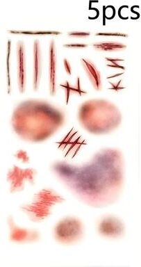 Uplift Treasures Halloween Scar Temporary Tattoo Stickers Waterproof Fake Blood Wound Decals c 5pcs
