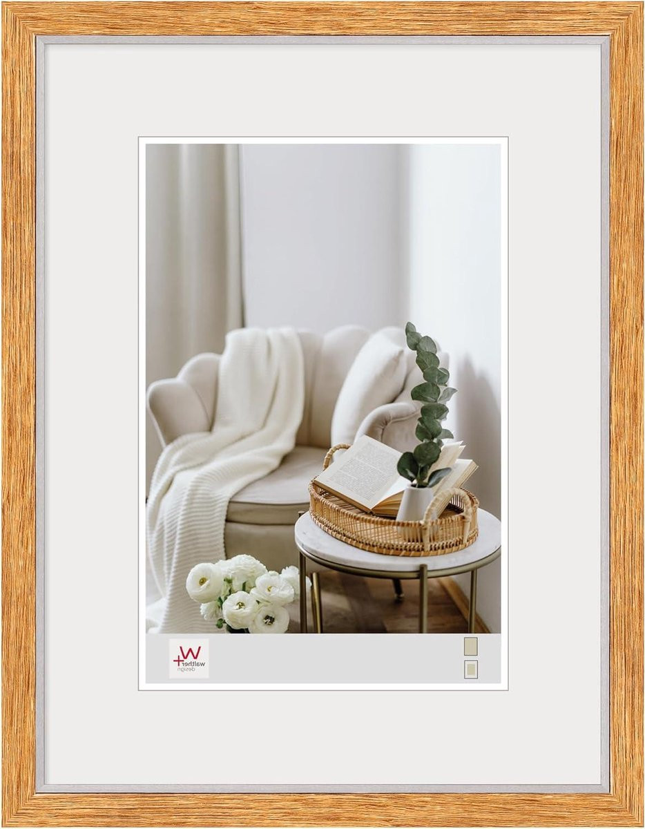 Hygge Houten Fotolijst met Zilveren Rand - Houtkleur - 30 x 40 cm