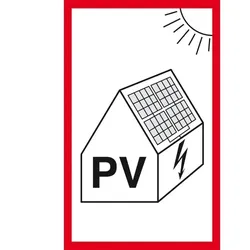 Aufkleber I Hinweisschild Photovoltaikanlage für Feuerwehr, Folie, selbstklebend, 100x50mm