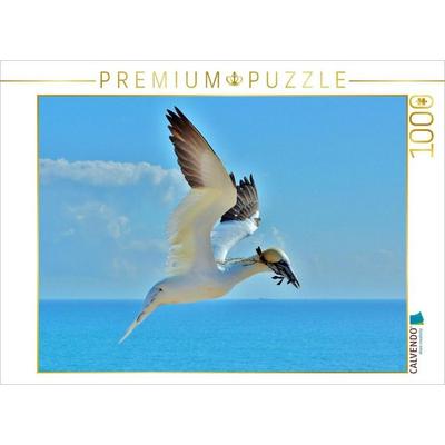 CALVENDO Puzzle Basstölpel im Landeanflug 1000 Teile Lege-Größe 640 x 480 cm Foto-Puzzle Bild von René Schaack