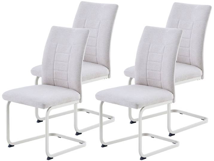 Freischwinger HELA AUGUSTA , beige, creme, creme, beige, B:48cm H:98cm T:61,5cm, Metall, Polyester, Stoff, Stühle, Freischwinger, XL-Sitzbreite, Wellenfederung, 140kg belastbar, Gestell angepasst