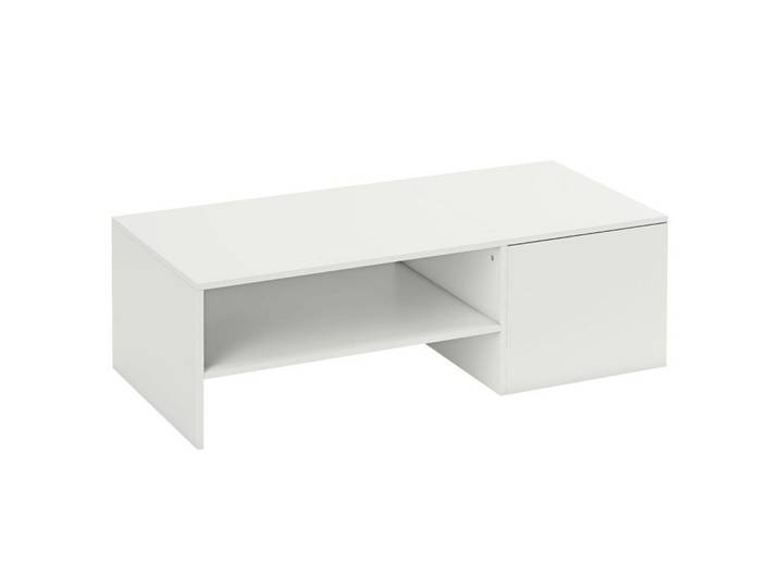 ComfortXL Couchtisch De-37192 mit Schiebefunktion und Doppel-Stauraum Weiß, 52x36x110 cm, Wohnzimmer, Wohnzimmertische, Couchtische