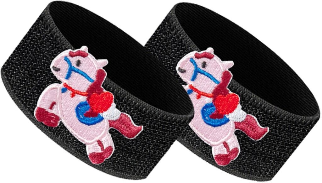 INF 2er-Set Fahrrad-Hosenbeinriemen – Verstellbare Klettband-Beinbänder mit Cartoon-Stickerei, Nylon+PU, Schutz vor Kettenfang