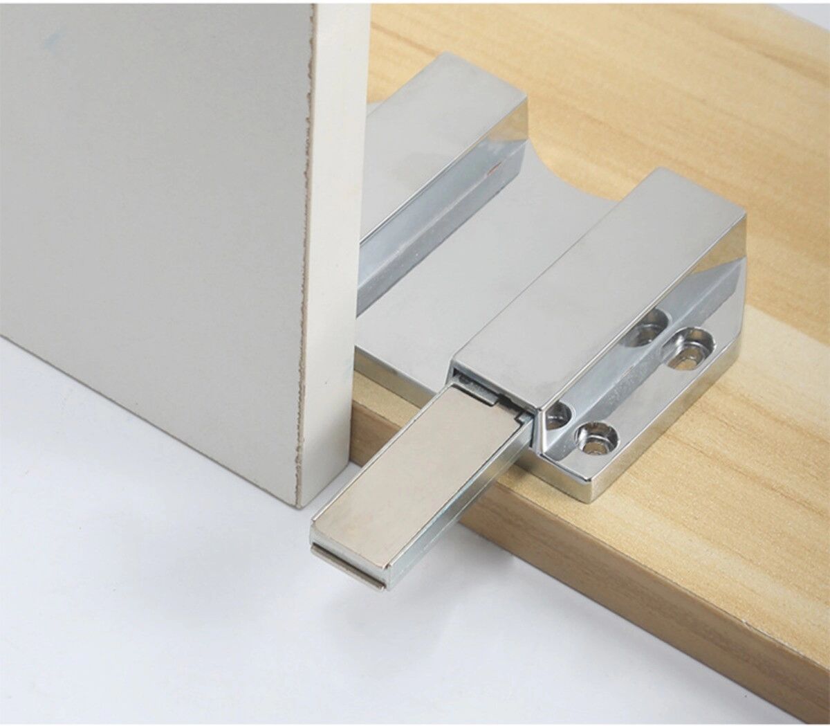 INF Großer Drucköffner mit Doppelmagnet für Schränke, Zinklegierung Silber — Grifflose unsichtbare Druckverriegelung für