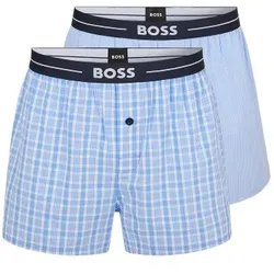 BOSS 2P Woven Boxer Shorts With Fly Blau Baumwolle Small Herren