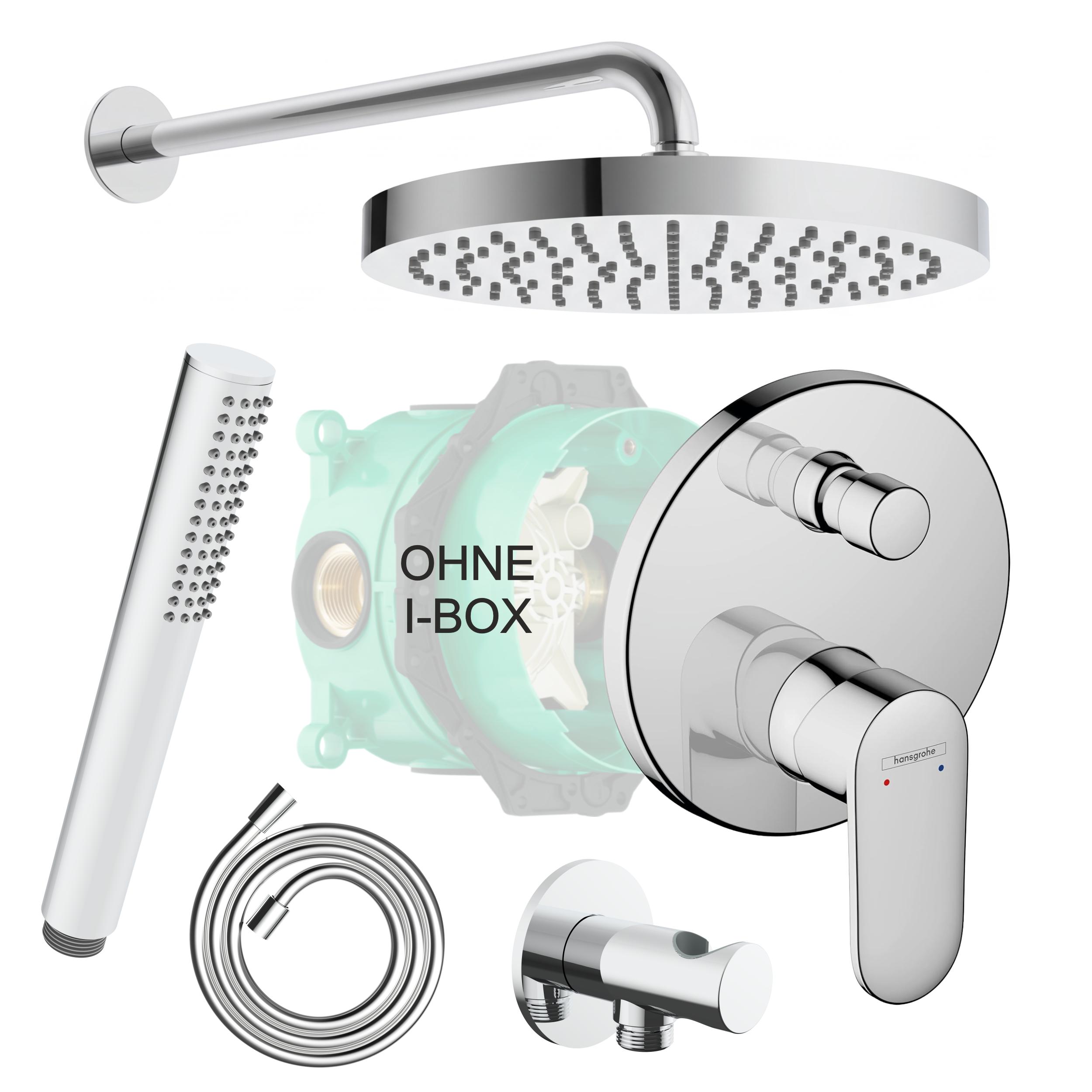 HANSGROHE VERNIS BLEND Unterputz Armatur | inkl. BOFLER Unterputz Duschsset #50-O, Regendusche Ø30cm, Brausearm 42cm, Brauseset, verchromt