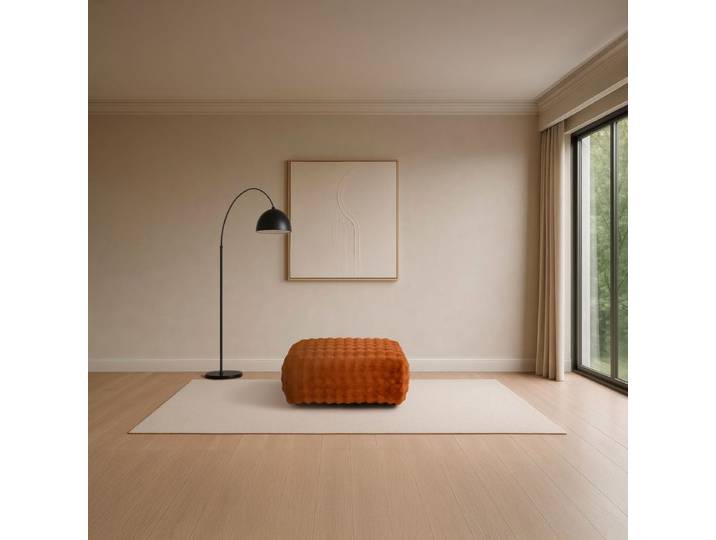 POUF BELLO tissu terra cotta