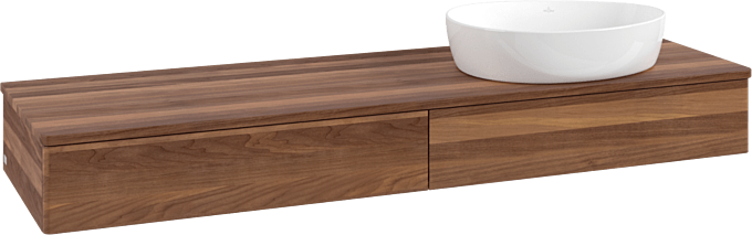 Villeroy und Boch Antao Waschtisch-Unterschrank L16012HM mit Beleuchtung, 160x19x50cm, Waschbeckenplattenfarbe warm walnut, warm walnut