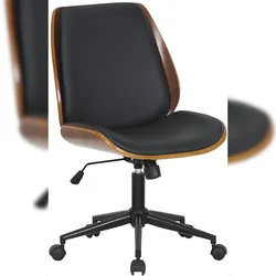 Décoshop26 - Bürostuhl auf Rollen drehbar und höhenverstellbar modernes Design schwarzes Kunstholz und schwarzes Metall BUR10681