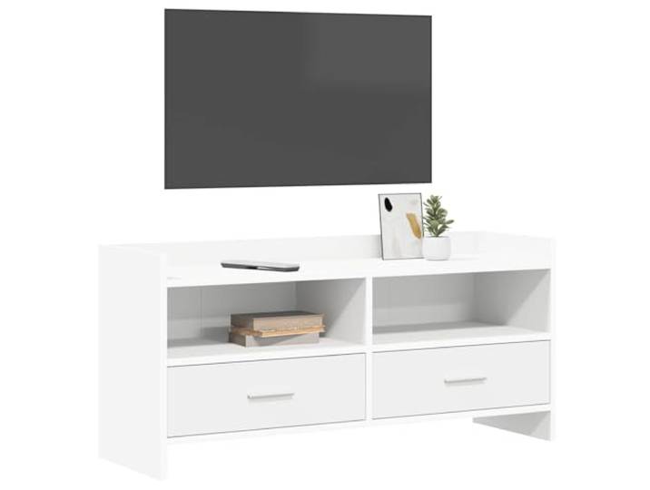 Leasha TV-Schrank, TV-Ständer, niedrig, 100 x 33 x 47 cm, weiß, Holz