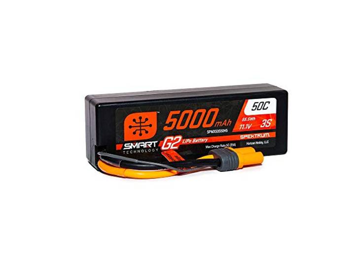 Spektrum 5000mAh 3S 11.1V Smart G2 LiPo 50C Hard Case; IC5, Grey/Silver