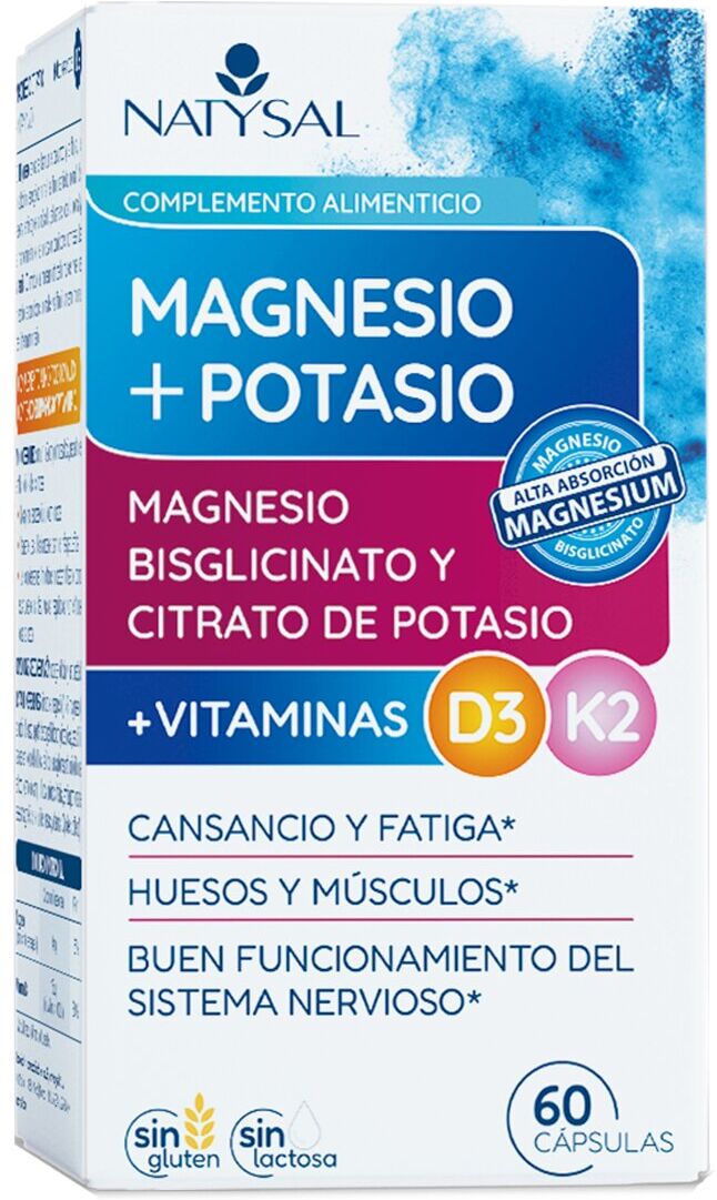 Natysal 60 Cápsulas Complemento Alimenticio Magnesio + Potasio .