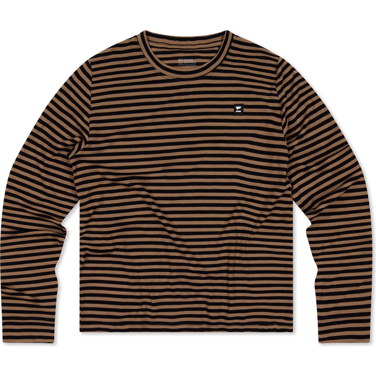 Mons Royale Womens Icon Merino Long Sleeve mr stripe toffee (980) XL 100462-1227-980-XL