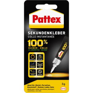 Pattex Sekundenkleber P1SK3, 100%, Gel, extra stark, wasserfest, 3g