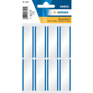 Herma Namensetiketten 1903 Vario, weiß/blau, 54 x 19 mm, selbstklebend, ablösbar, 16 Stück