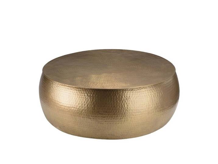 MACABANE JOHAN - Table basse ronde 106x106cm effet martelé aluminium doré JOHAN