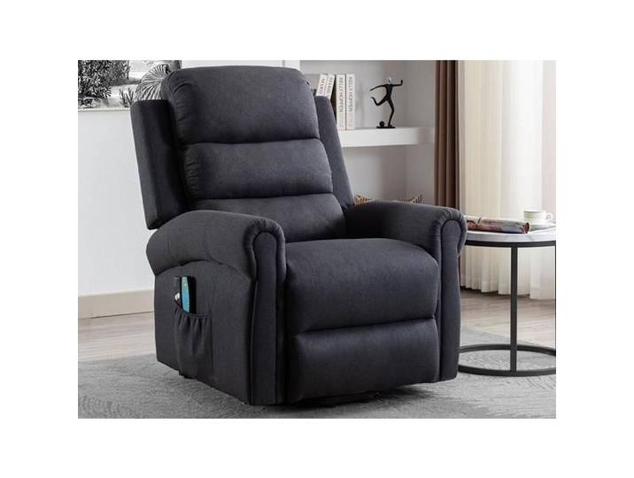 Fauteuil massant en tissu avec releveur électrique - Gris anthracite - LOVARI