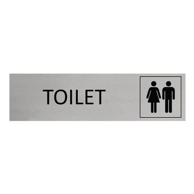 CombiCraft Aluminium Türschild Toilet 165x45mm mit 3M-Tape zur Befestigung, einfache Kennzeichnung von Räumen und Bereichen