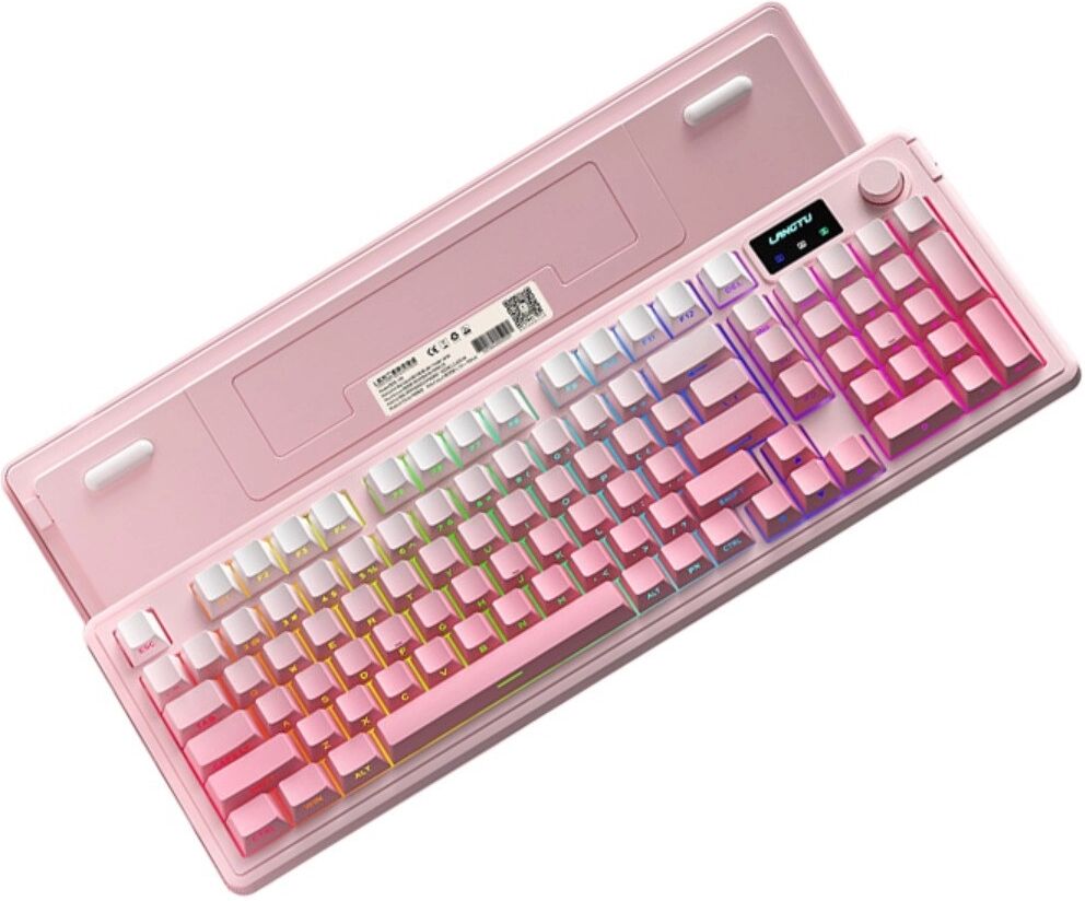 INF Slim Laptop-Membrantastatur — 98-Tasten Kompaktes Layout, RGB-Hintergrundbeleuchtung, Leise Silikonpolster Rosa