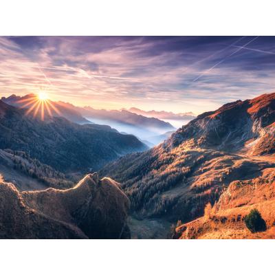 Fototapete PAPERMOON "Foggy Mountain View", bunt, B:4m L:2,6m, Vlies, Tapeten