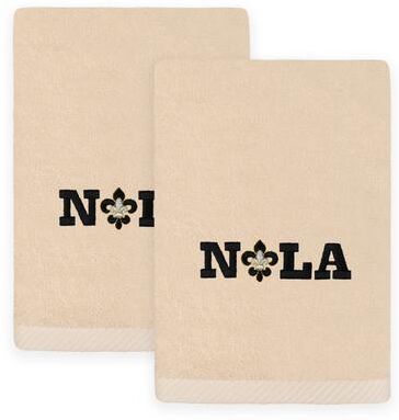 Authentic Hotel and Spa Mardi Gras NOLA Embroidered Luxury 100% Turkish Cotton Hand Towels Set of 2