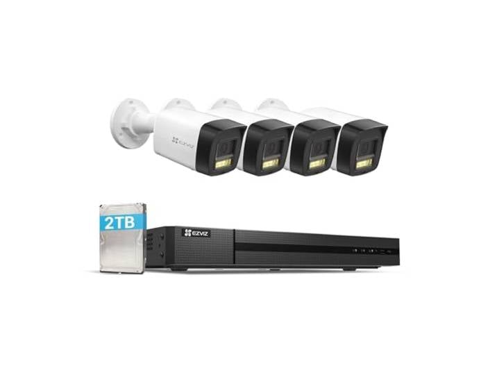 EZVIZ 4K Caméra de Surveillance Extérieure avec 8CH 2To NVR\, 4X Caméra PoE Kit Vidéo Surveillance\,Détection de Personne/Véhicule AI\, Vision Nocturne de 30m avec Audio\, IP67\, H3K PoE 4K kit