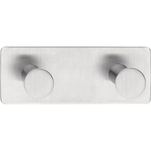 Tesa Klebehaken 59333 Powerbutton Classic, Doppelhaken, bis 12kg, Edelstahl, silber matt