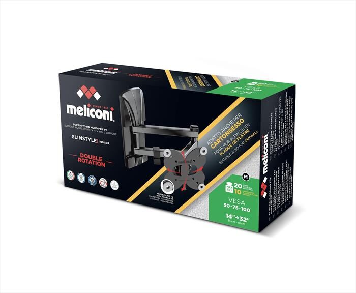 Meliconi Supporto Tv Slimstyle Plus 100 Sdr Cg 20 Kg-nero