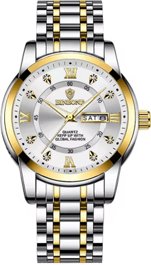 Inspire Essentials AquaLuxe Diver 30ATM Luxury Mens Waterproof Watch With Quartz Movement gold White