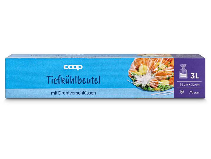 Coop Tiefkühlbeutel Drahtverschlüssen 3L 75 Stück