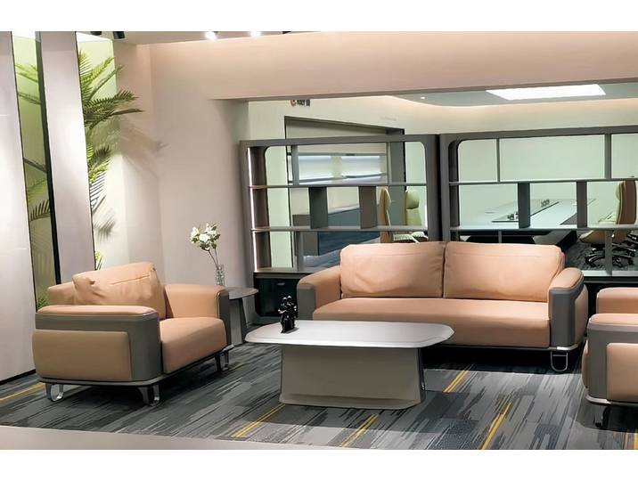JVmoebel Polstergarnitur Beiges Ledersofa-Set mit modernem Design und hohem Komfort, (Set, 2-tlg)