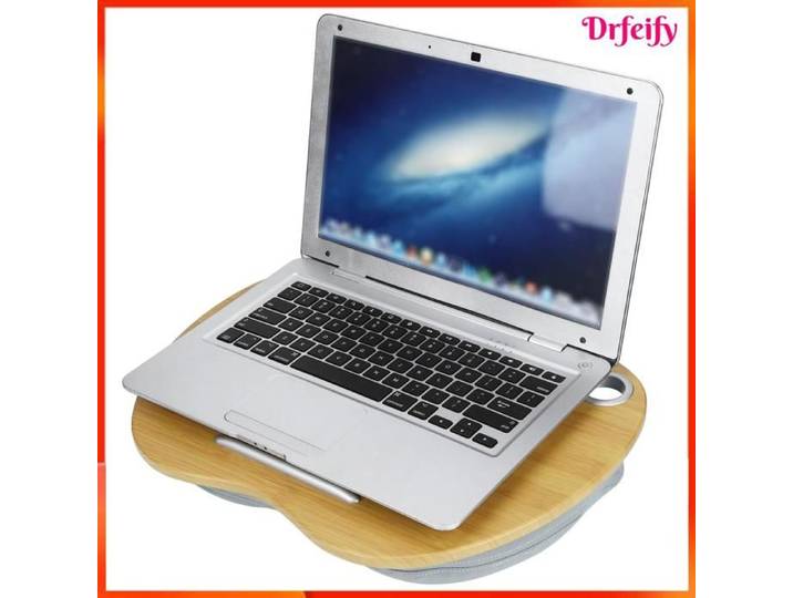 Bureau d'ordinateur portable - AKOZON - Multifonction 3-en-1 - Gris - MDF - 40x30 cm