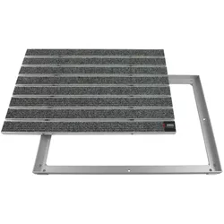 Emco Eingangsmatte DIPLOMAT + Rahmen 25mm Aluminium   75x50cm   Large Rips Hellgrau