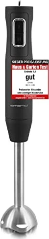 Emerio Stabmixer,gummiert,Edelstahlstab,2 Geschwindigkeiten