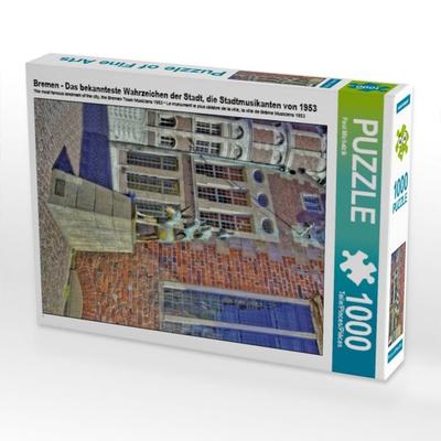 CALVENDO Puzzle Bremen - Das bekannteste Wahrzeichen der Stadt, die Stadtmusikanten von 1953 | 1000 Teile Lege-Größe 64x48cm Foto-Puzzle für