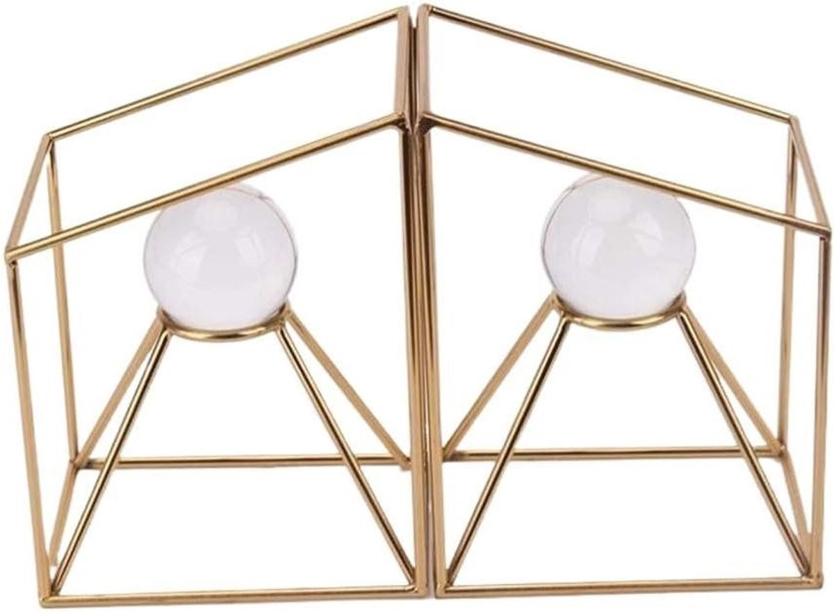 Boekensteunen Metaal in Goud met Geometrisch Kristal Design