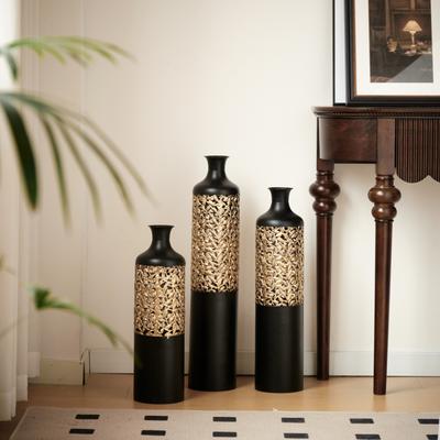 Kodotan sofa Floor Metal Vases Decorated Metal vases Set of 3 gorgeous home decoration large glazed metal vases 20.8in/24.8in/28.7in height