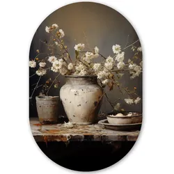 WANDBILD Stilleben - Blumen - Blumenstrauß - Vase - Wein Deko Wohnzimmer 40x60 cm