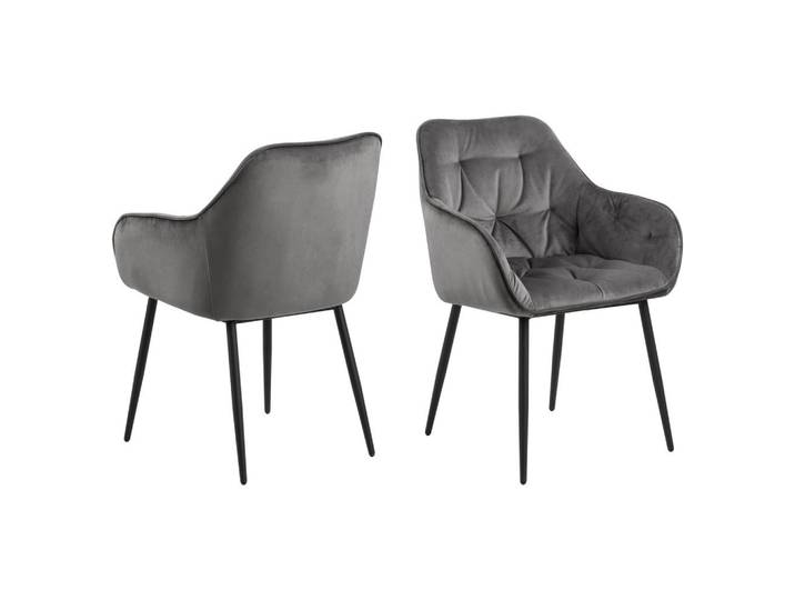 ebuy24 Armlehnstuhl 2er-Set grau, Grau, 58x83x55 cm, Esszimmer, Stühle, Armlehnstühle
