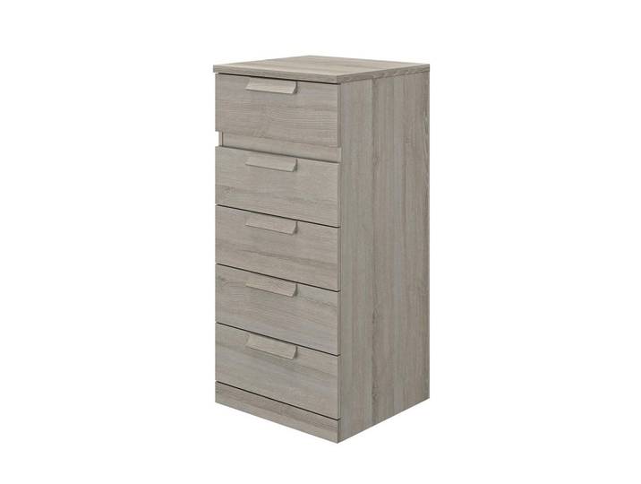 Calicosy Kommode 5 Schubladen Cyrus - Französische Herstellung - 48/45/105 cm, Hellgrau, 45x105x45 cm, Kleinmöbel, Kommoden, Kommoden