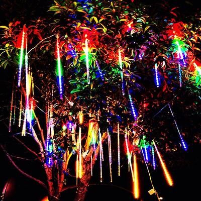 Top Demand Picks LED Dripping Icicle Lights For Rooflines & Porches, Snowfall Effect, Plug & Play colorful