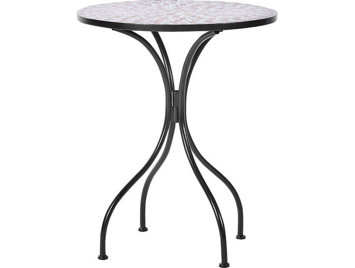 BELIANI Gartentisch Schwarz aus Metall Mosaik Muster ø 60 cm Rund Kaffeetisch Couchtisch Outdoor Terrassenmöbel Gartenmöbel Balkonmöbel