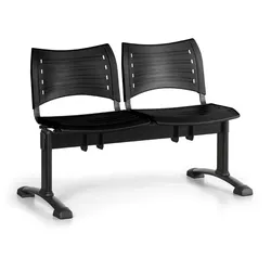 Kunststoff-Wartezimmerbank, Traversenbank VISIO, 2-sitzer, schwarz, schwarze Füße