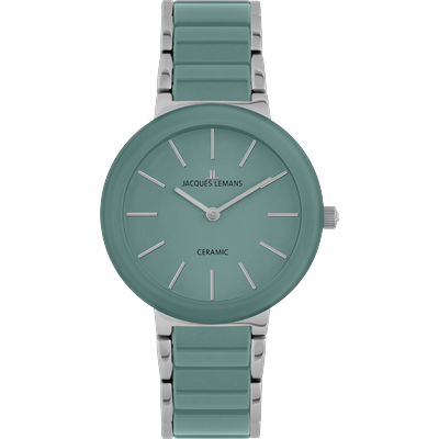 Quarzuhr JACQUES LEMANS "Monaco", grün (türkis, grün), Armbanduhren, Damen, Quarzuhr, Armbanduhr, Damenuhr, Keramik, analog