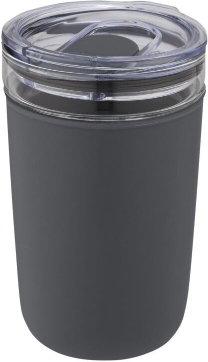 Gobelet en verre personnalisable 420 ml avec coque recyclée Bello gris