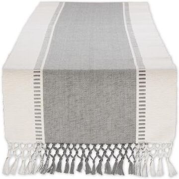 "DII Striped Fringe Ribbed Table Runner 13x72"""